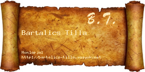 Bartalics Tilla névjegykártya